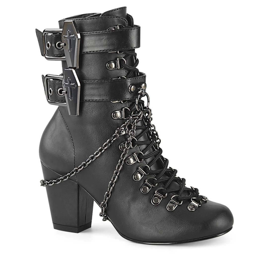 Bottines Demonia Vivika 128 Vegan Cuir Femme - Noir 32796-TGAR